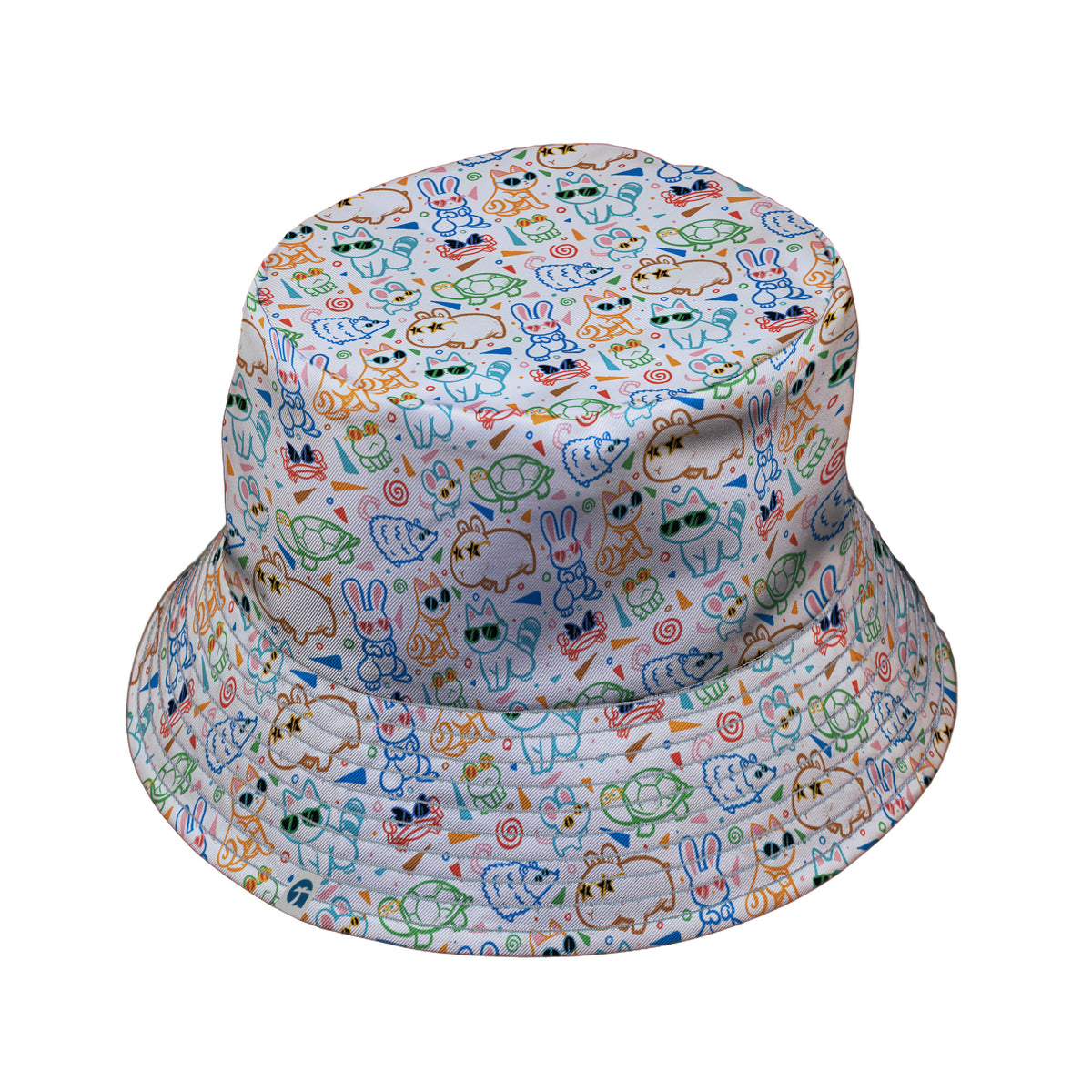 Cool Doodle Animal Parade Bucket Hat Gray Stitching