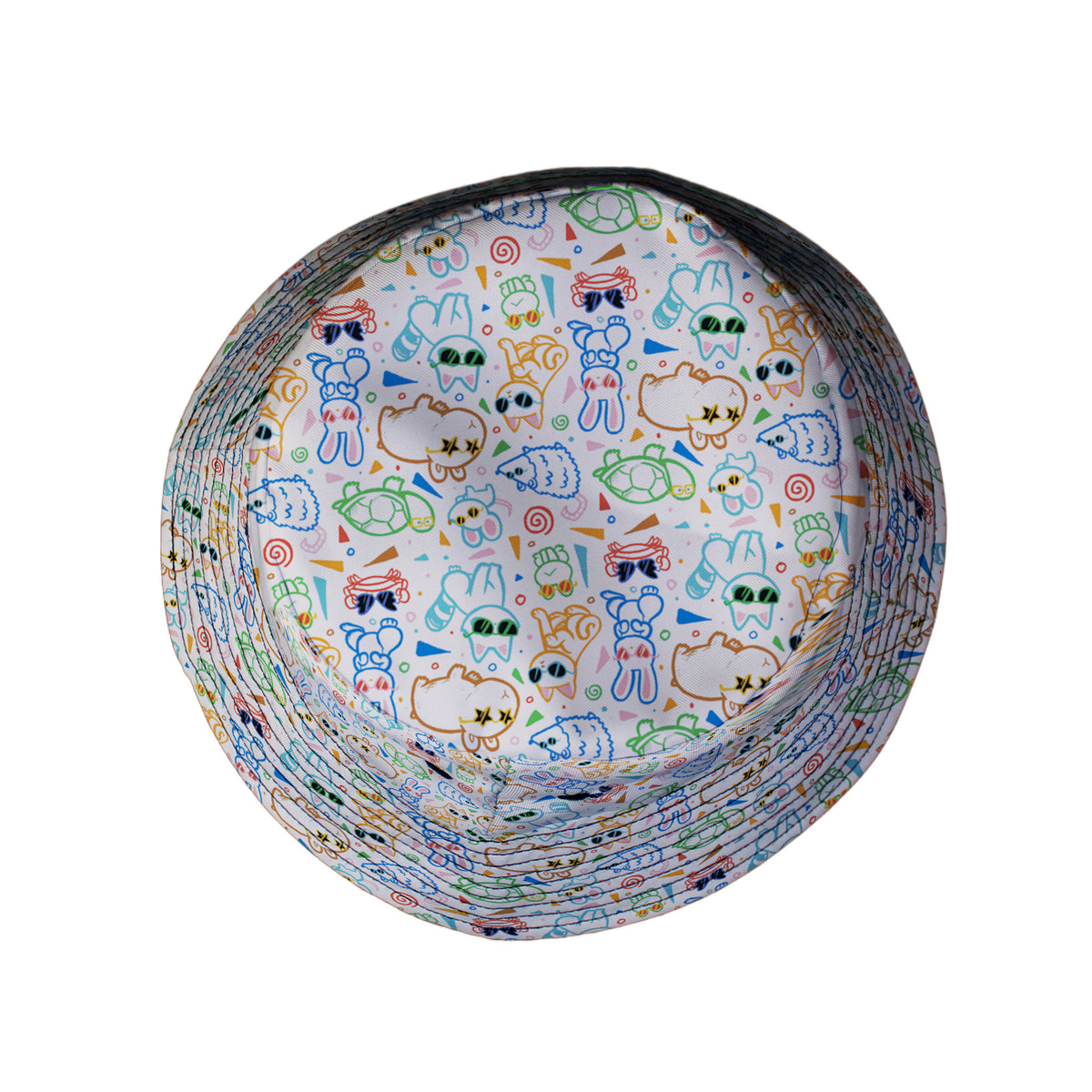 Cool Doodle Animal Parade Bucket Hat Top View