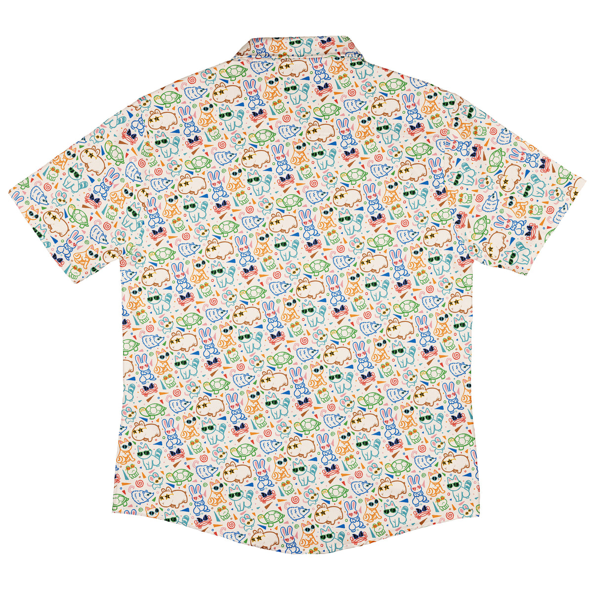 Cool Doodle Animal Parade Button Up Shirt Back