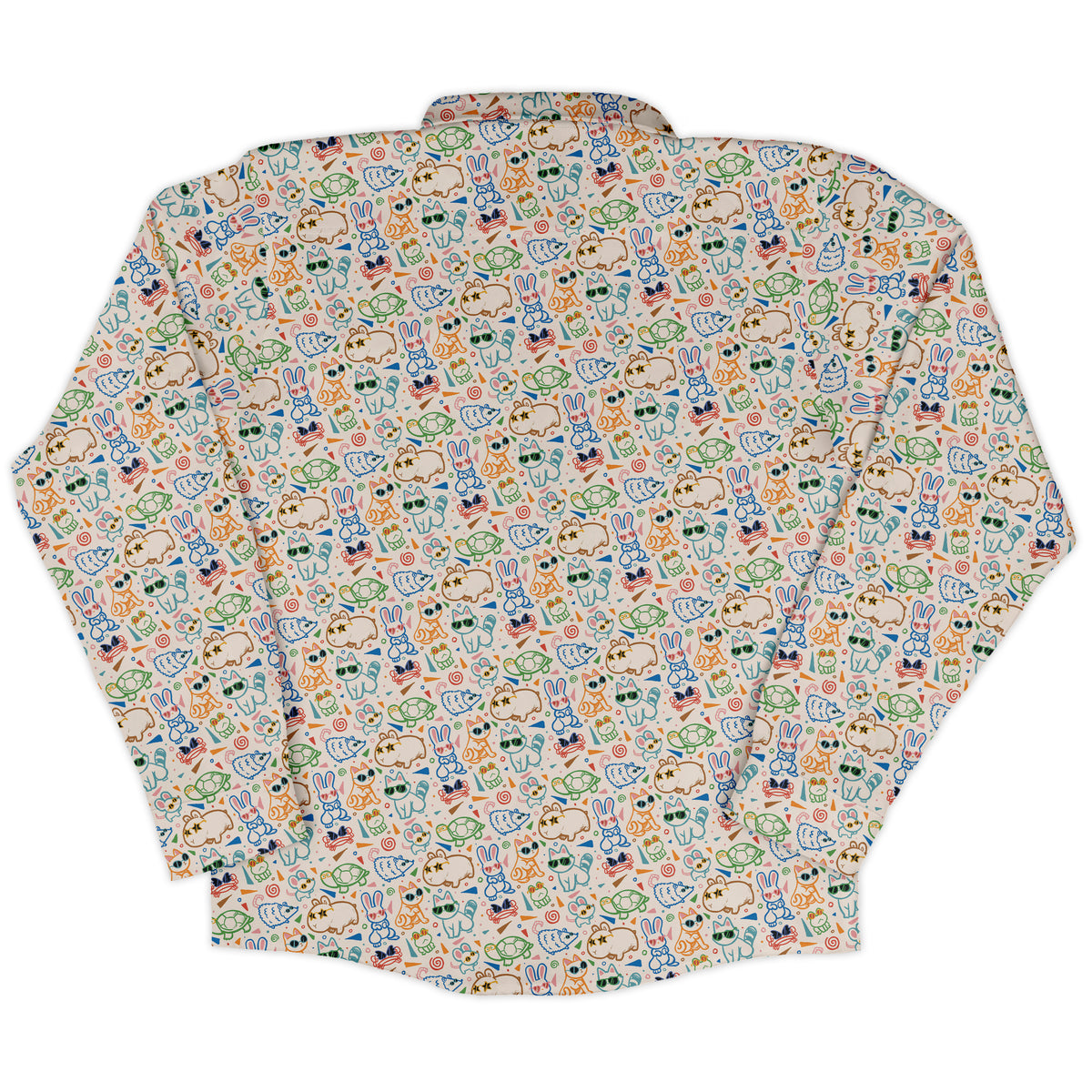 Cool Doodle Animal Parade Long Sleeve Button Up Shirt back
