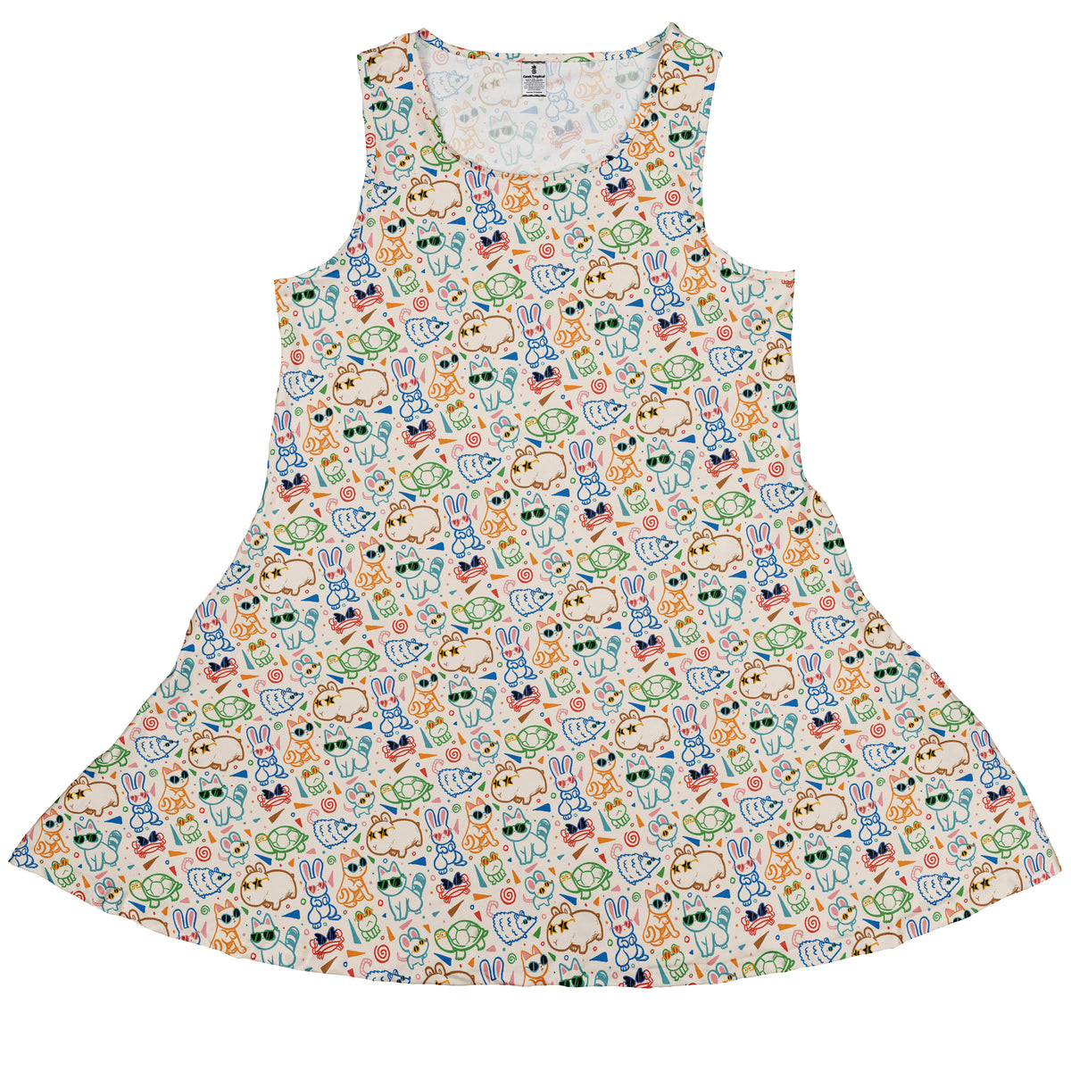 Cool Doodle Animal Parade Sleeveless Dress front
