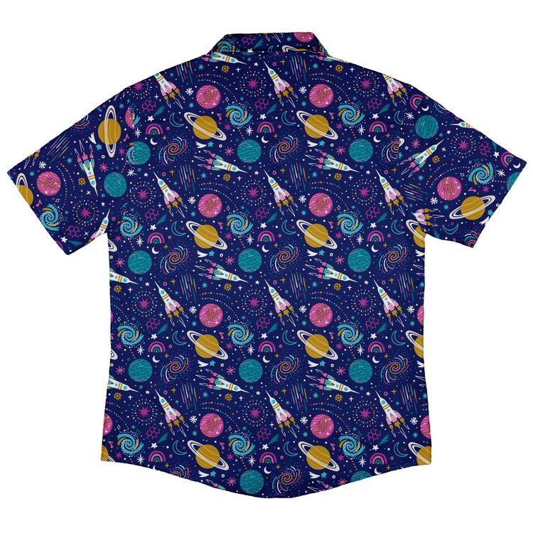 Cosmic Cute Outer Space Button Up Shirt - adult sizing - Maximalist Patterns - outer space & astronaut print