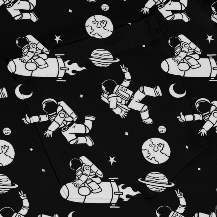 Cosmic Explorers Space Long Sleeve Button Up Shirt Geek Nerd adult sizing Design by Tobe Fonseca FLOW DESC WRITING