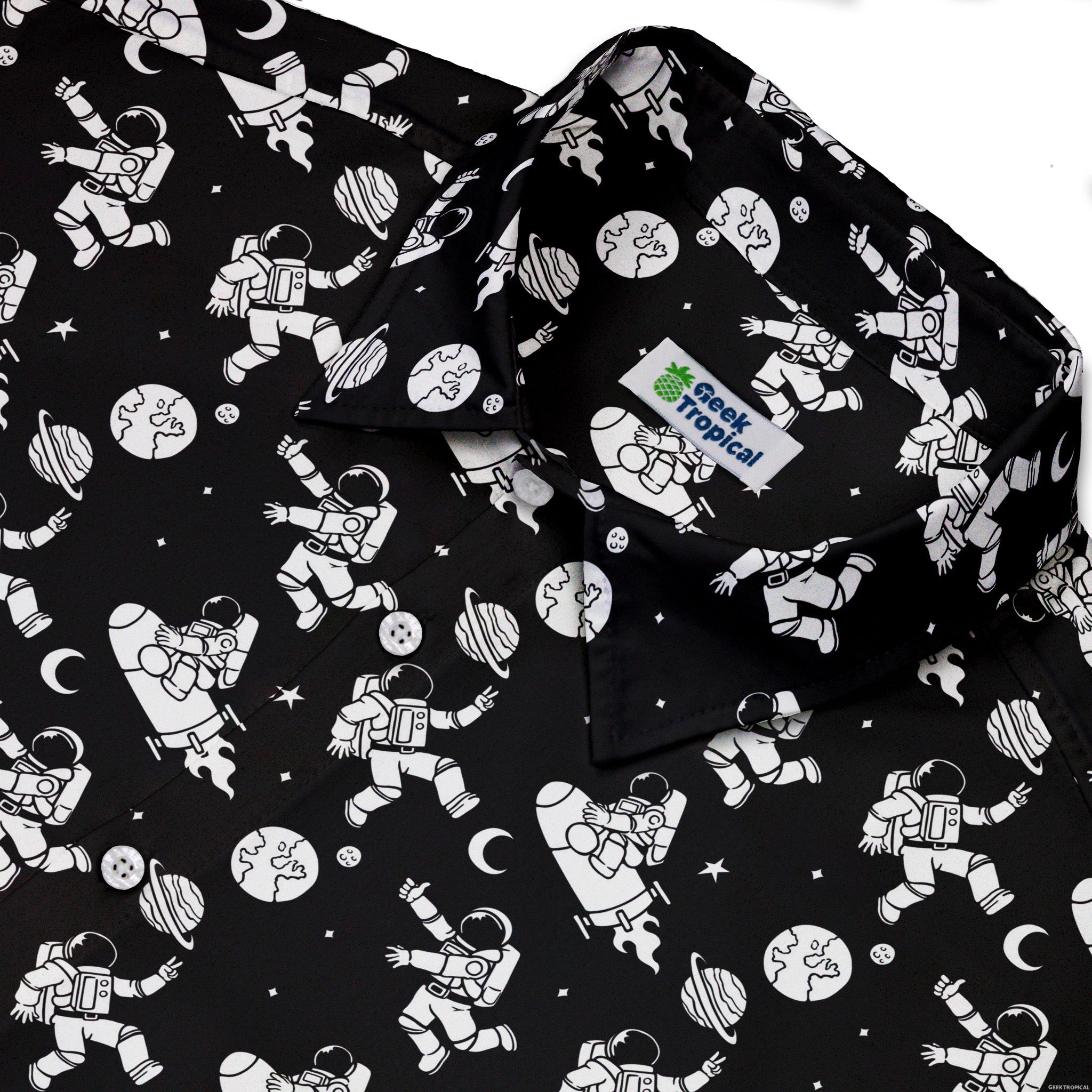 Cosmic Explorers Space Button Up Shirt - adult sizing - Design by Tobe Fonseca - outer space & astronaut print