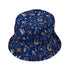 Cosmic Yarn Cats Blue Bucket Hat Black Stitching