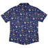 Cosmic Yarn Cats Blue Button Up Shirt Back