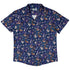 Cosmic Yarn Cats Blue Button Up Shirt Hawaiian Front