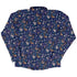 Cosmic Yarn Cats Blue Long Sleeve Button Up Shirt back