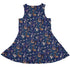 Cosmic Yarn Cats Blue Sleeveless Dress back