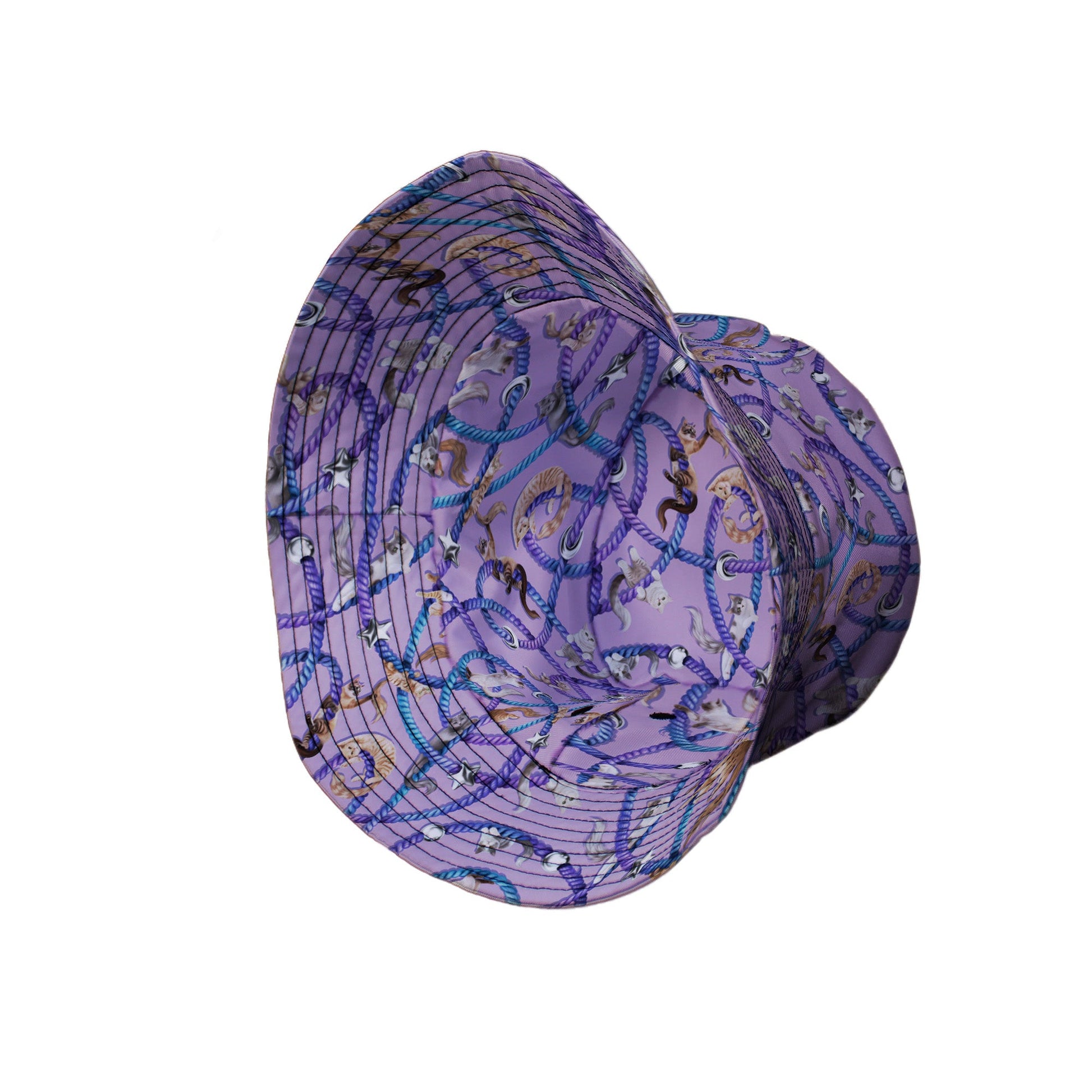 Cosmic Yarn Cats Lilac Bucket Hat Side View