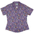Cosmic Yarn Cats Lilac Curvy Button Up Shirt womens front