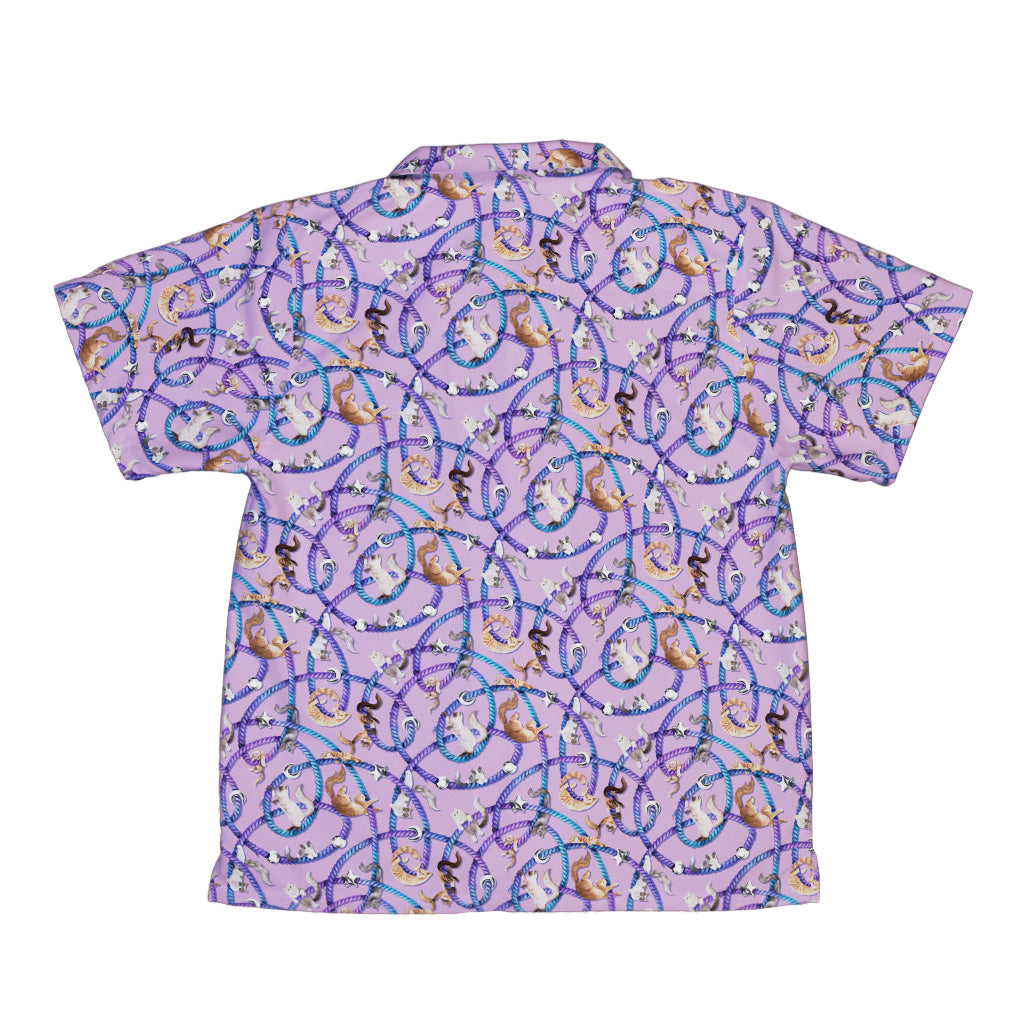 Cosmic Yarn Cats Lilac Youth Hawaiian Shirt Back