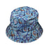 Cosmic Yarn Cats Teal Bucket Hat Black Stitching