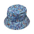 Cosmic Yarn Cats Teal Bucket Hat Gray Stitching