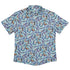 Cosmic Yarn Cats Teal Button Up Shirt Flat Front