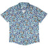 Cosmic Yarn Cats Teal Button Up Shirt Hawaiian Front