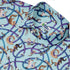 Cosmic Yarn Cats Teal Button Up Shirt Neck