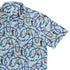 Cosmic Yarn Cats Teal Button Up Shirt Top Corner