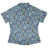 Cosmic Yarn Cats Teal Curvy Button Up Shirt womens back