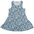 Cosmic Yarn Cats Teal Sleeveless Dress front