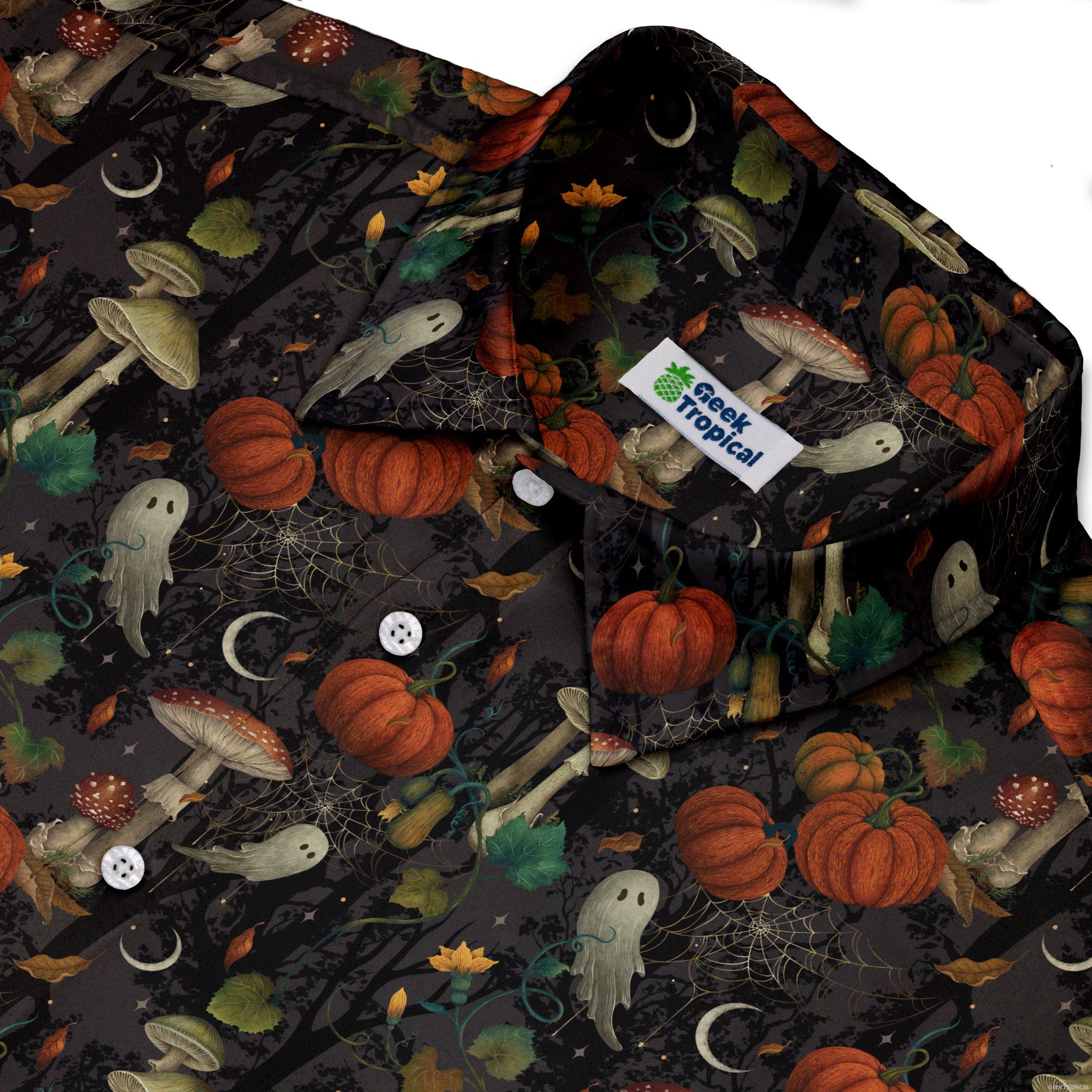 Cottagecore Halloween Mushroom Button Up Shirt Geek Nerd adult sizing halloween q4