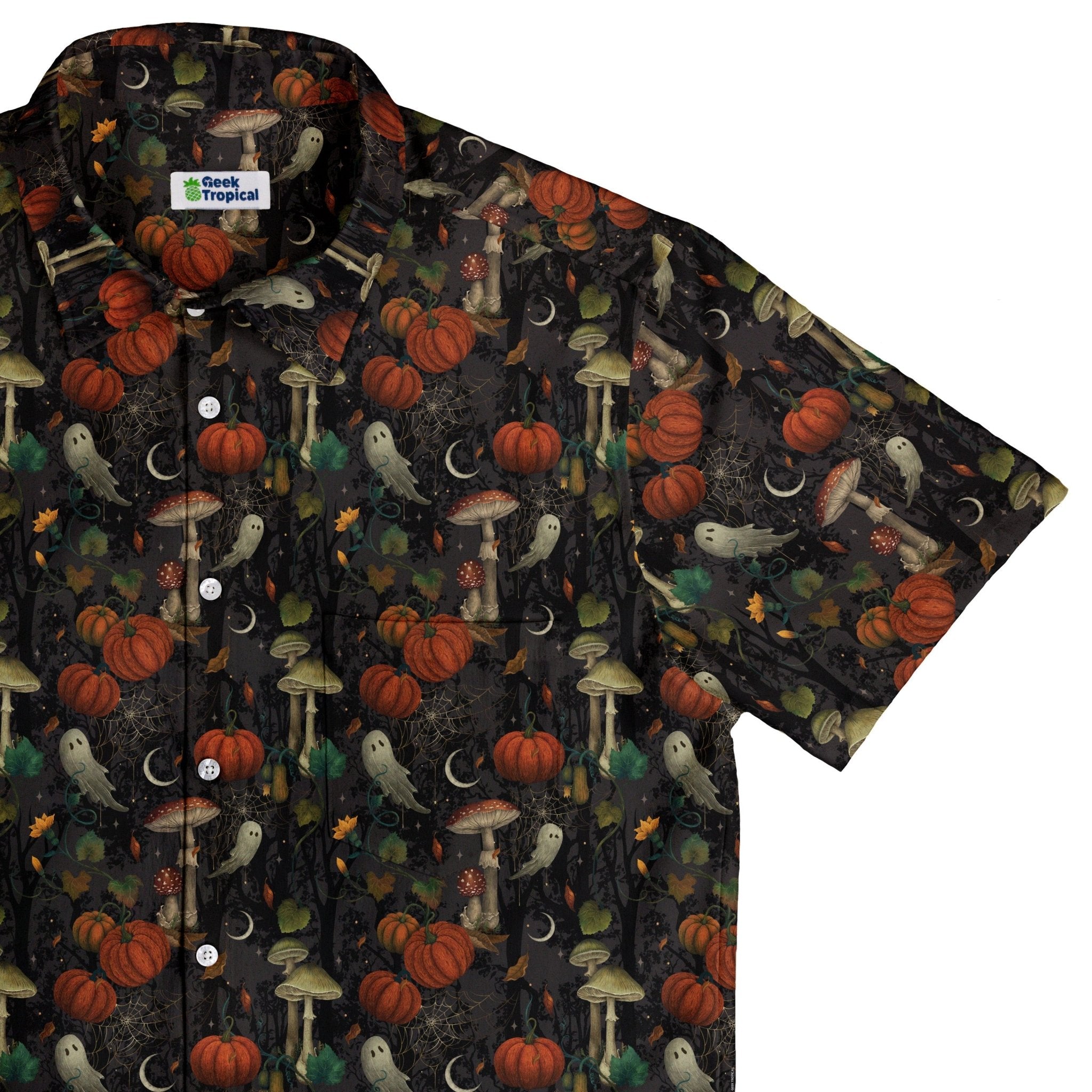 Cottagecore Halloween Mushroom Button Up Shirt Geek Nerd adult sizing halloween q4