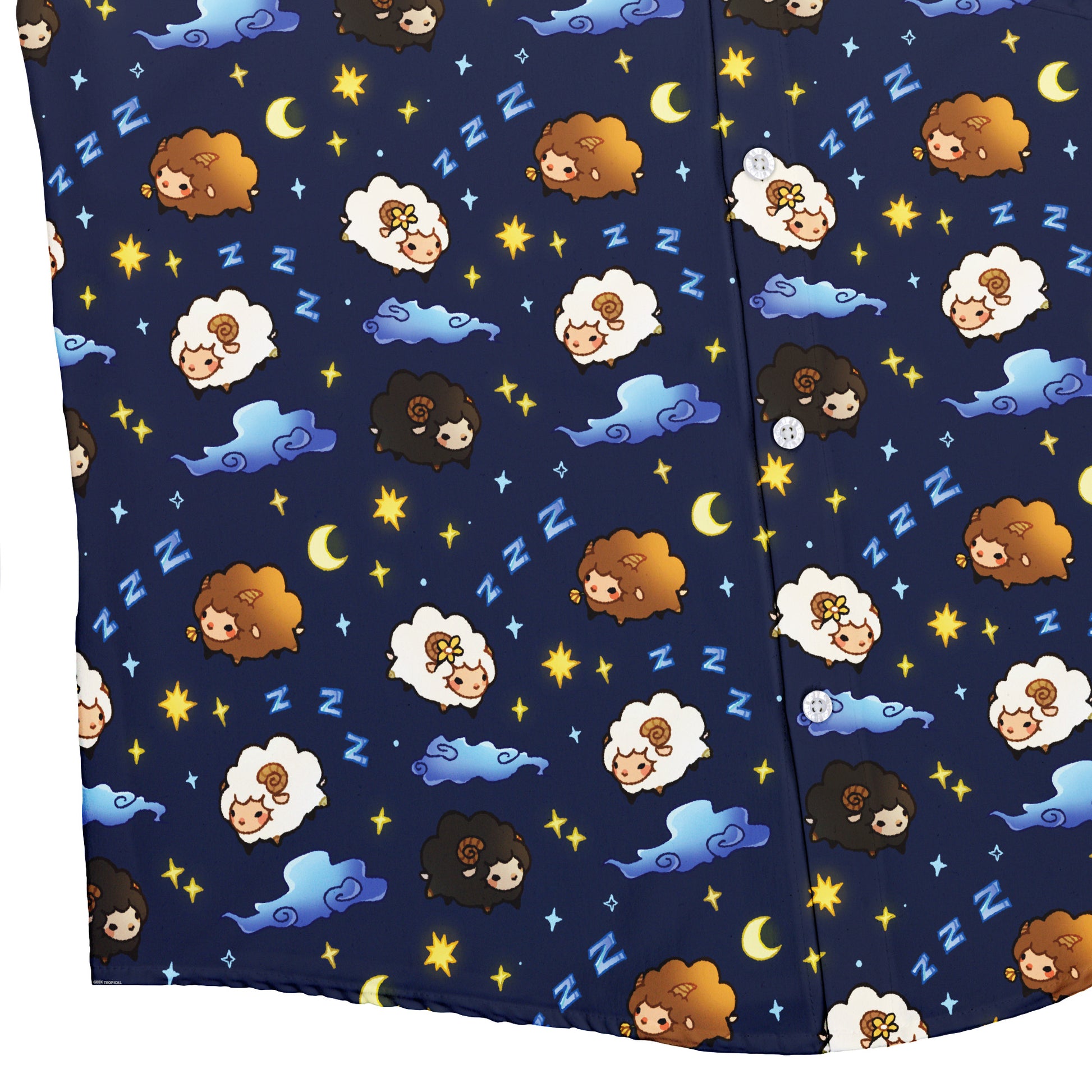 Counting Sheep Button Up Shirt Bottom Corner