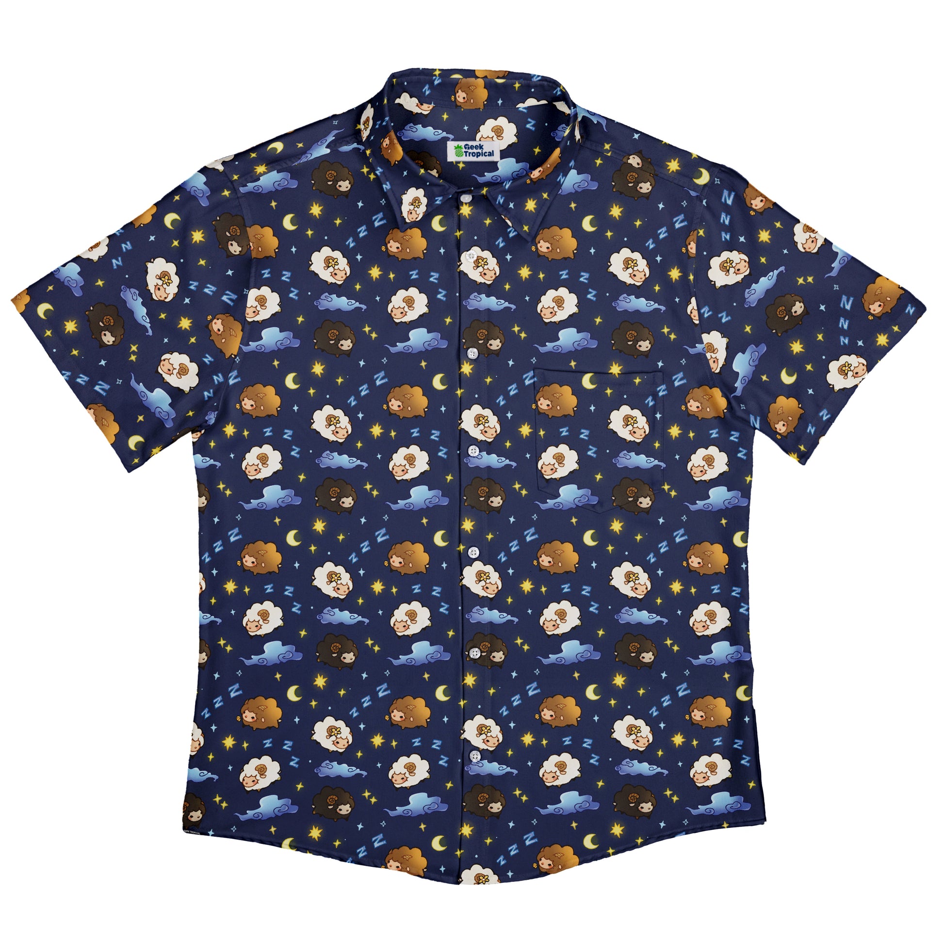 Counting Sheep Button Up Shirt Flat Front