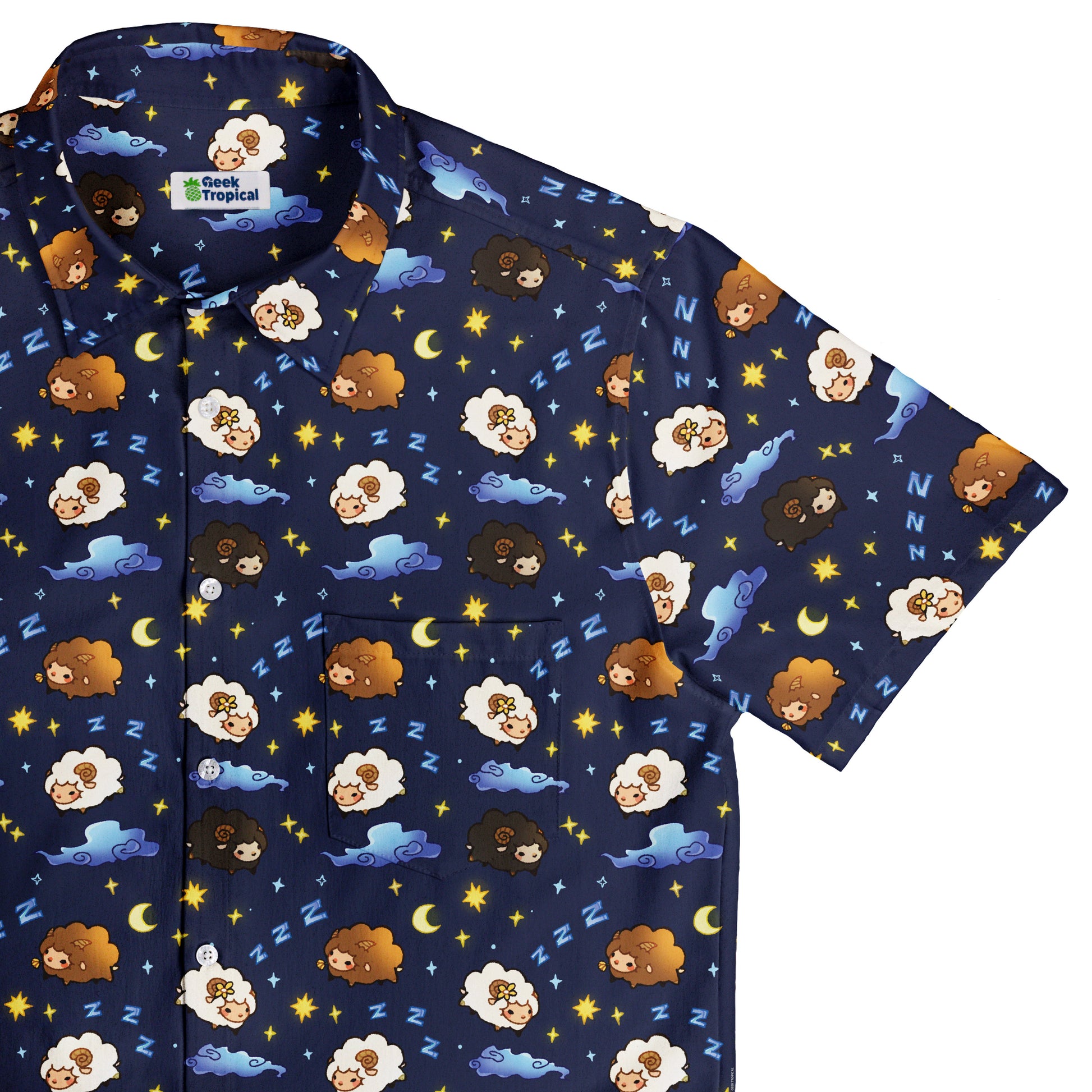 Counting Sheep Button Up Shirt Top Corner