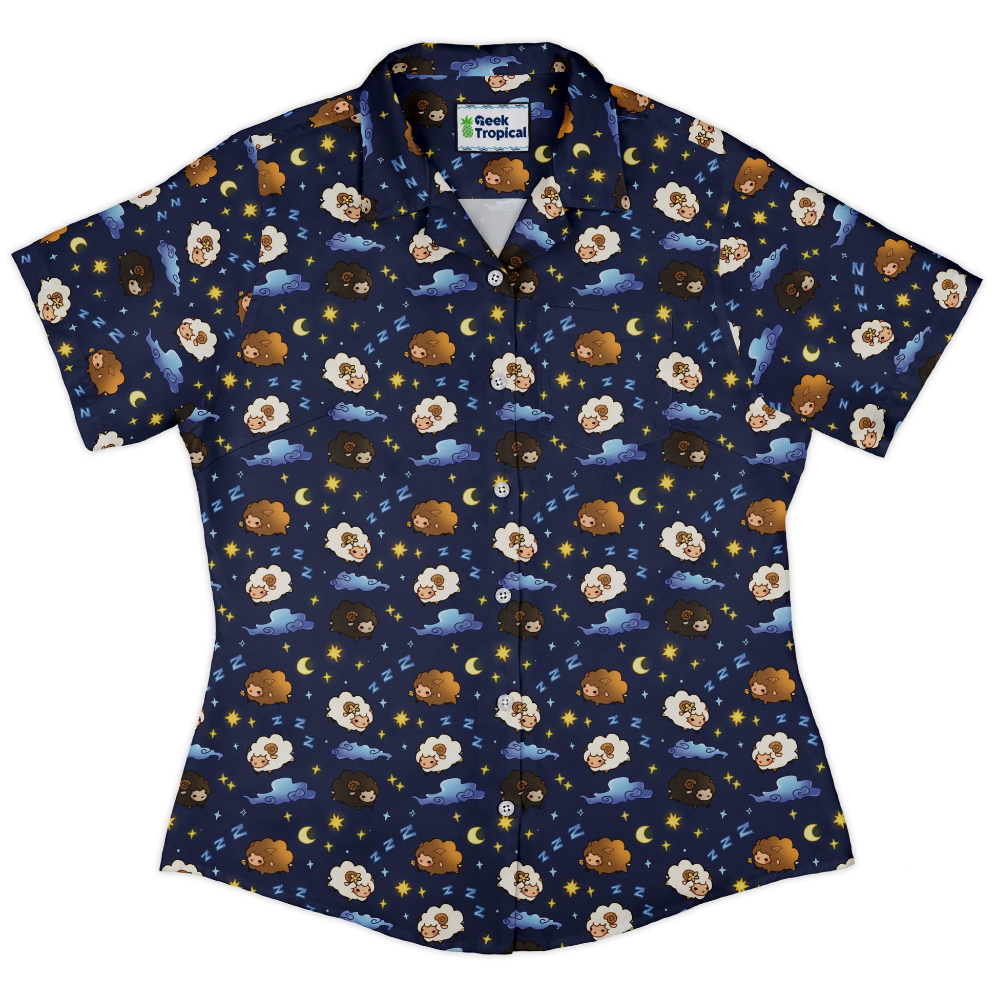 Counting Sheep Curvy Button Up Shirt womens front