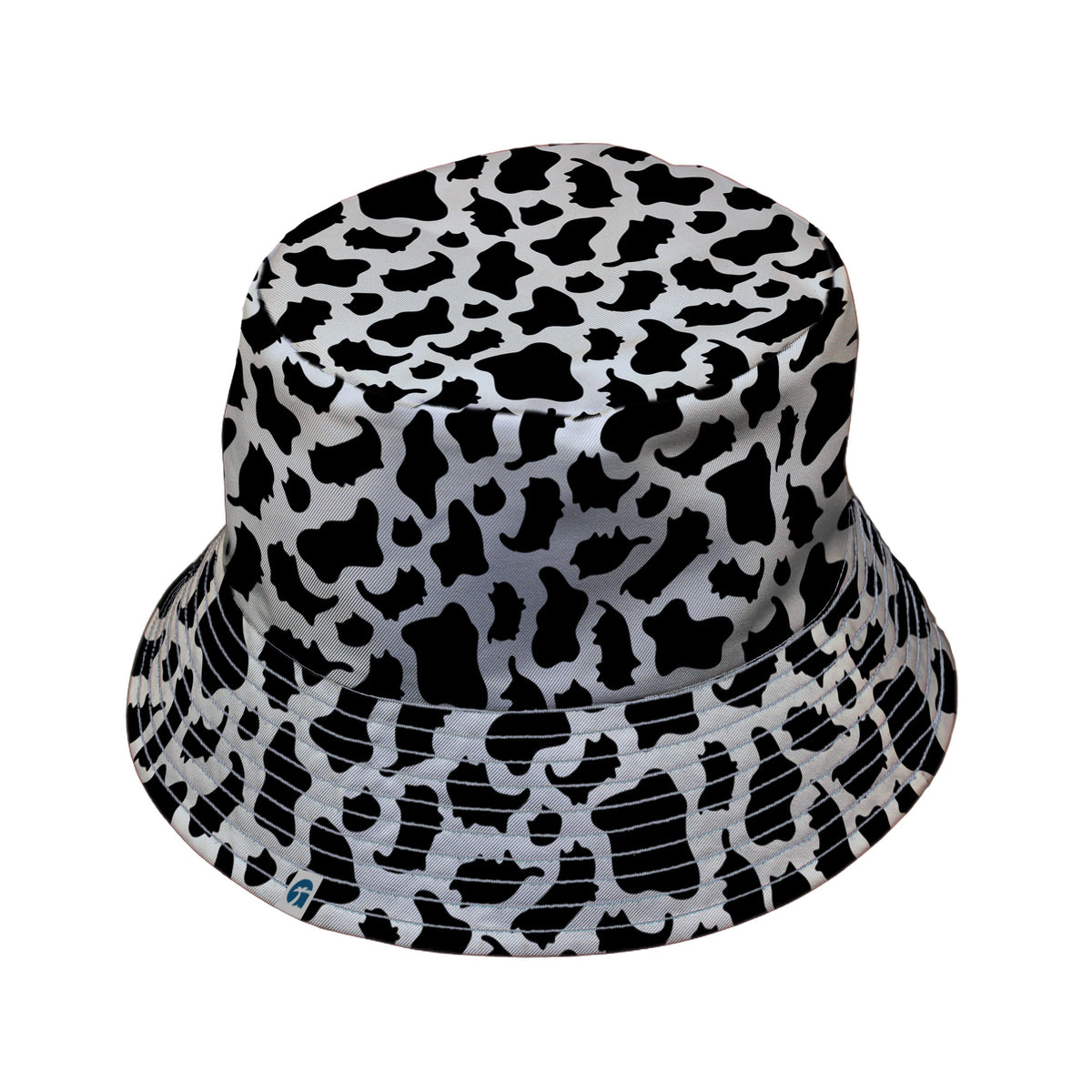 Cow Cat Bucket Hat Gray Stitching