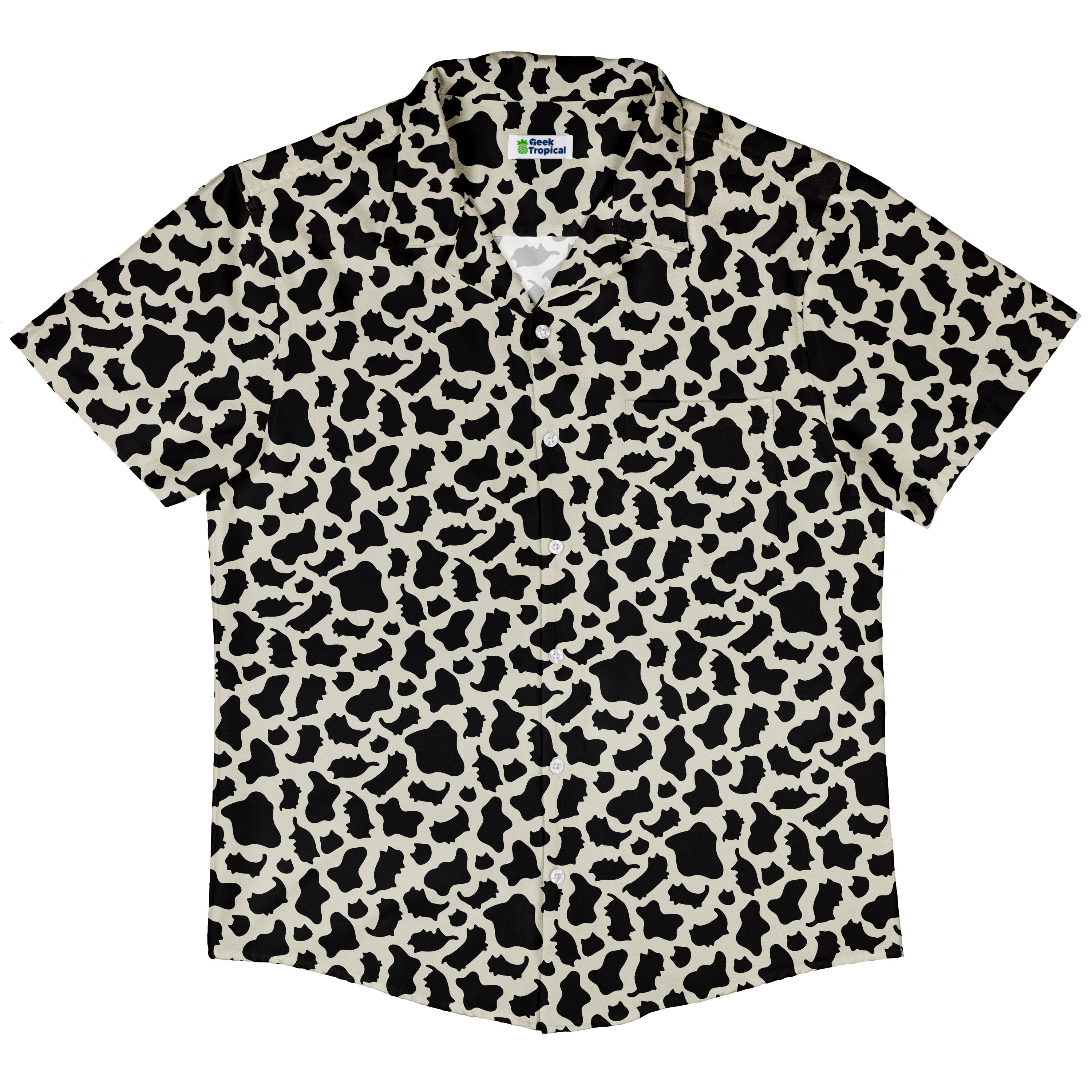 Cow Cat Button Up Shirt Hawaiian Front