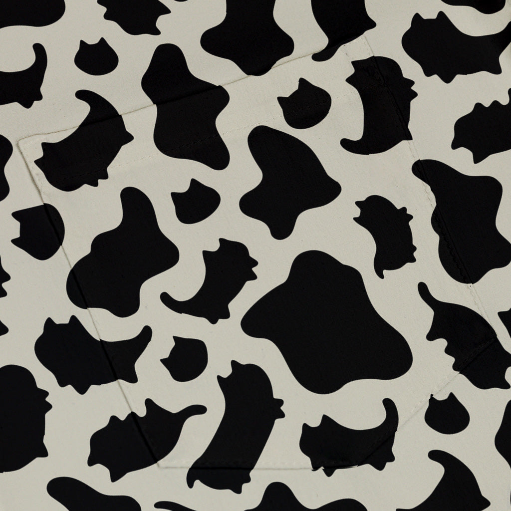 Cow Cat Button Up Shirt Pocket
