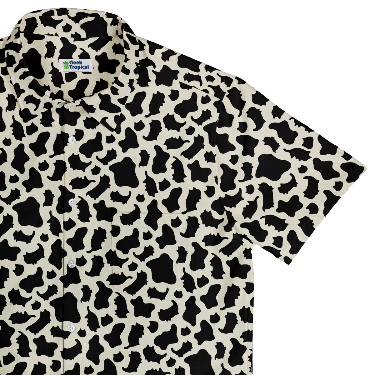 Cow Cat Button Up Shirt Top Corner