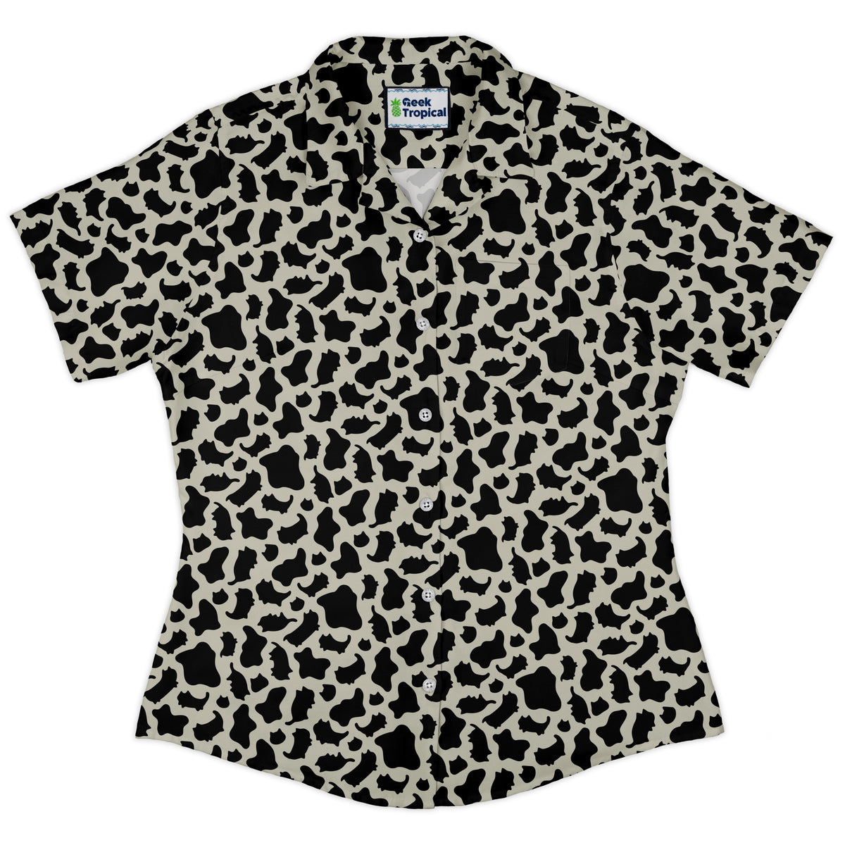 Cow Cat Curvy Button Up Shirt womens front