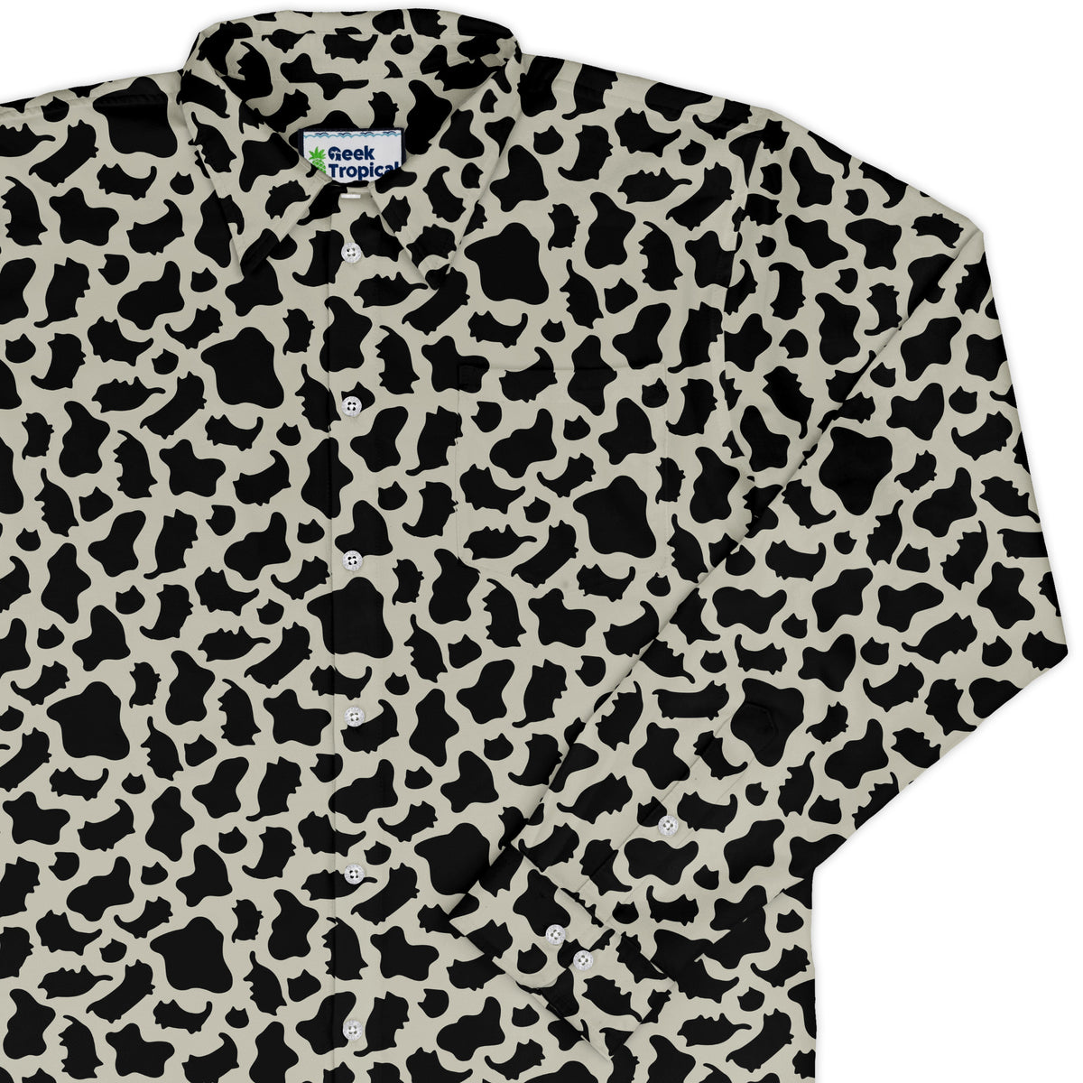 Cow Cat Long Sleeve Button Up Shirt cover