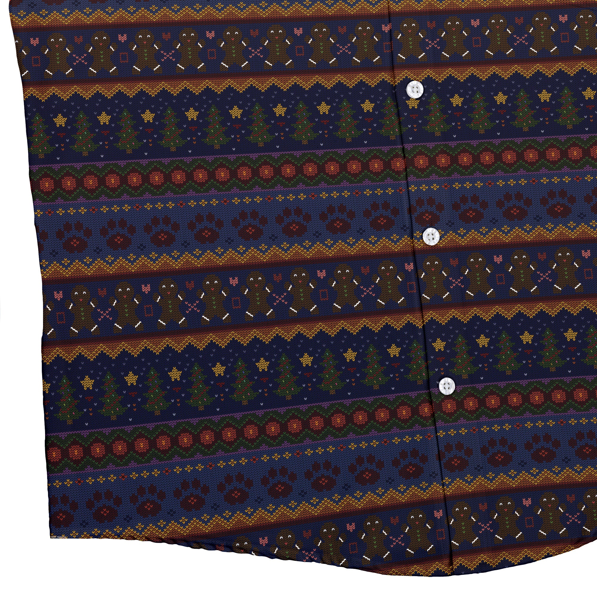 Cozy Holiday Sweater Button Up Shirt Bottom Corner