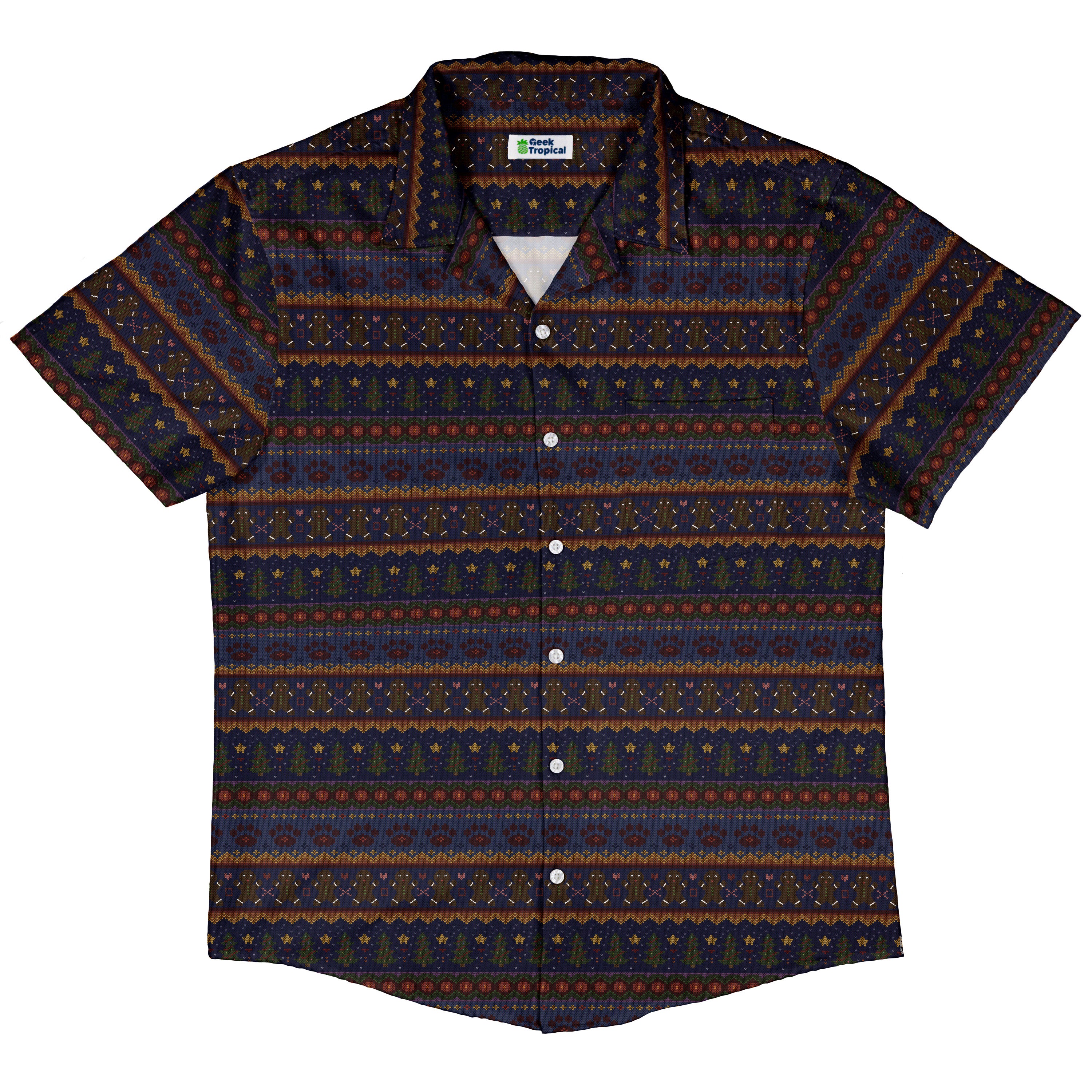Cozy Holiday Sweater Button Up Shirt Hawaiian Front