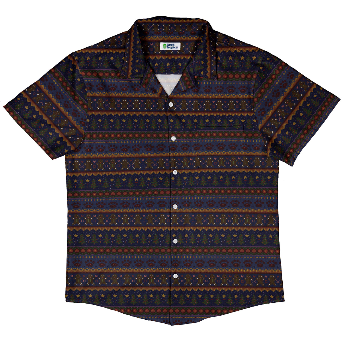 Cozy Holiday Sweater Button Up Shirt Hawaiian Front