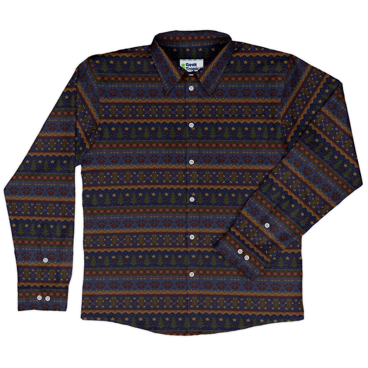 Cozy Holiday Sweater Long Sleeve Button Up Shirt front
