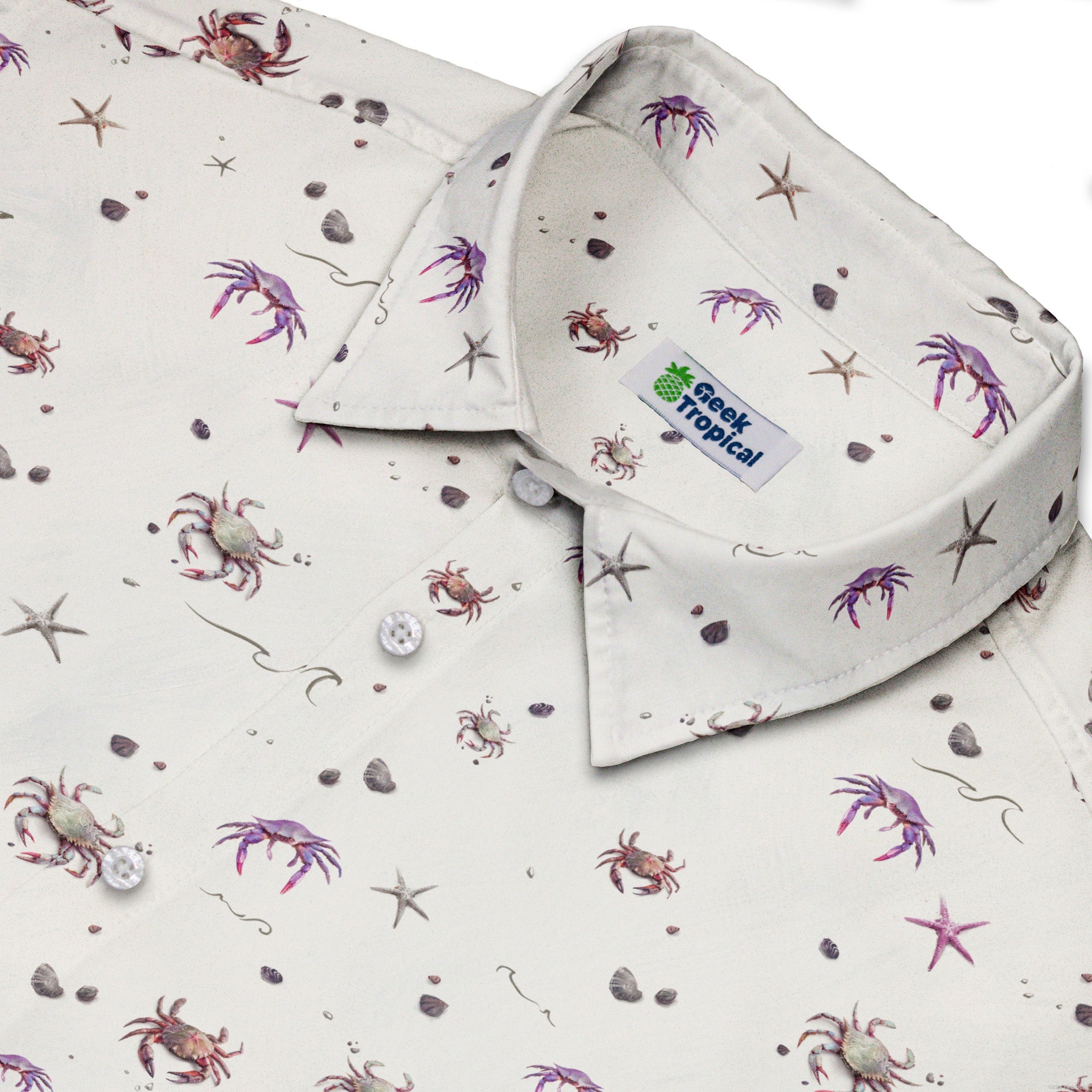 Crab Spread Button Up Shirt Geek Nerd adult sizing Design by Vlad Mel Marine biology