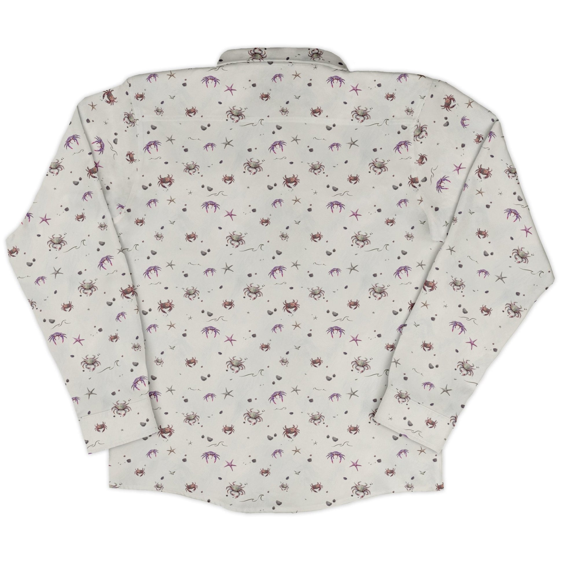 Crab Spread Long Sleeve Button Up Shirt Geek Nerd adult sizing Design by Vlad Mel FLOW DESC WRITING