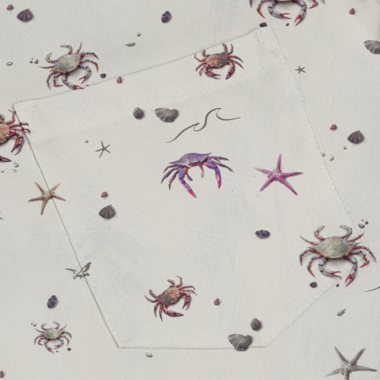 Crab Spread Long Sleeve Button Up Shirt Geek Nerd adult sizing Design by Vlad Mel FLOW DESC WRITING