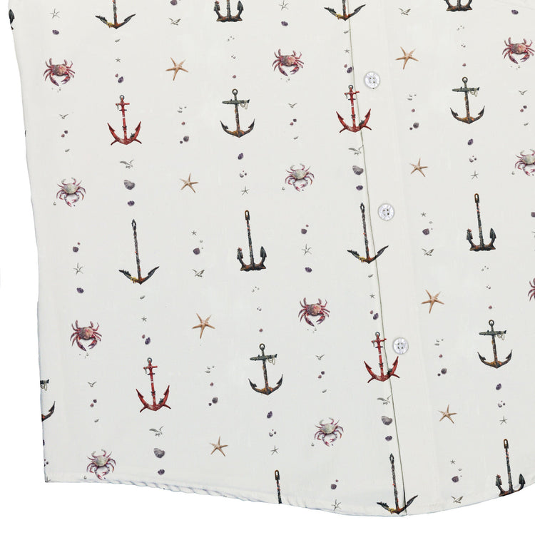 Crabby Anchors Button Up Shirt Geek Nerd adult sizing Design by Vlad Mel Marine biology