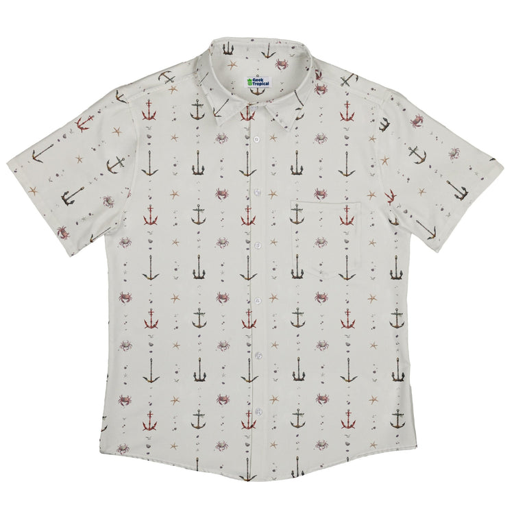 Crabby Anchors Button Up Shirt Geek Nerd adult sizing Design by Vlad Mel Marine biology