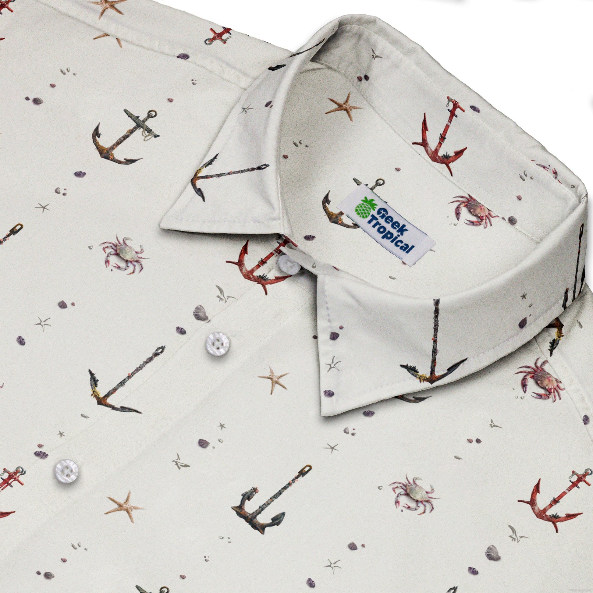 Crabby Anchors Button Up Shirt Geek Nerd adult sizing Design by Vlad Mel Marine biology