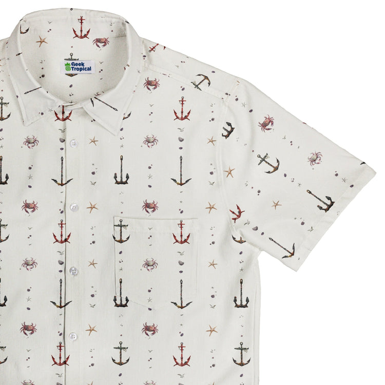 Crabby Anchors Button Up Shirt Geek Nerd adult sizing Design by Vlad Mel Marine biology