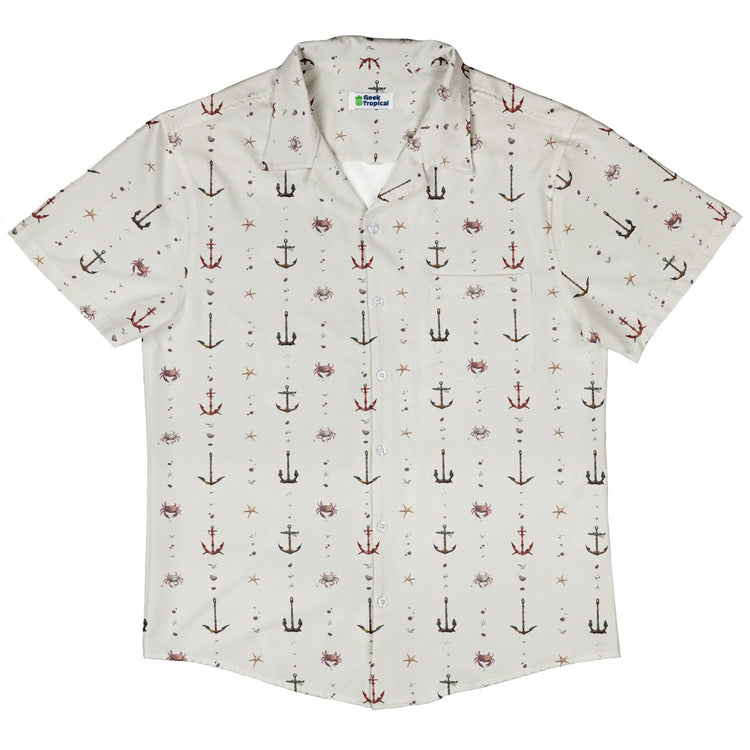 Crabby Anchors Button Up Shirt Geek Nerd adult sizing Design by Vlad Mel Marine biology