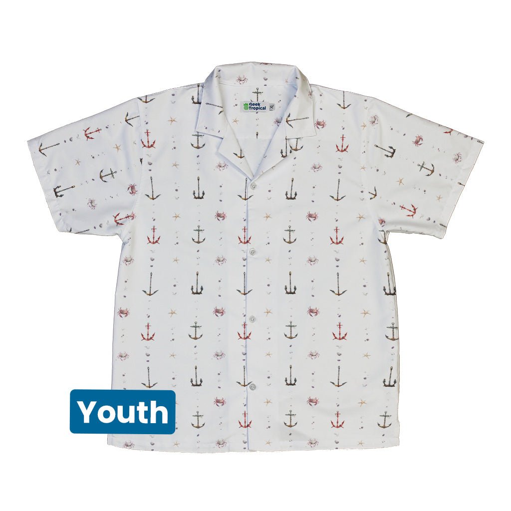 Crabby Anchors Youth Hawaiian Shirt Geek Nerd Design by Vlad Mel Marine biology q4