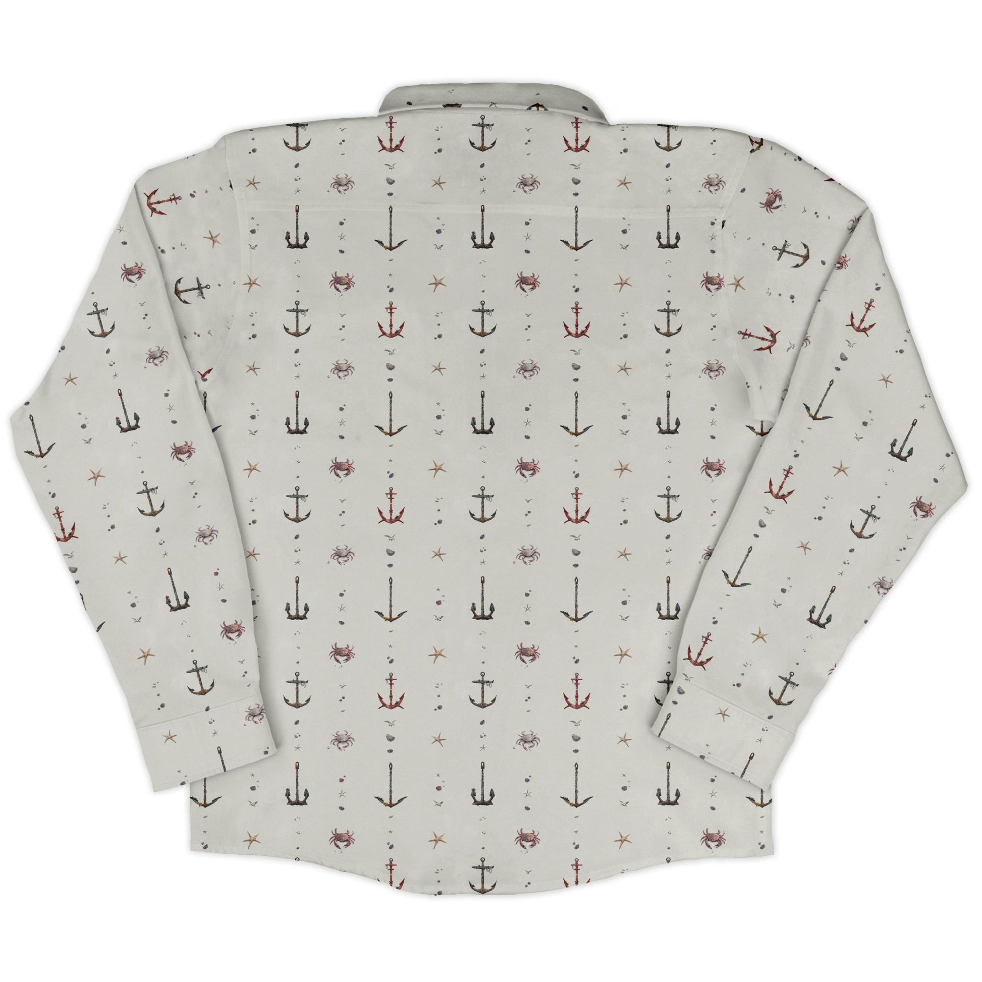 Crabby Anchors Long Sleeve Button Up Shirt Geek Nerd adult sizing Design by Vlad Mel FLOW DESC WRITING